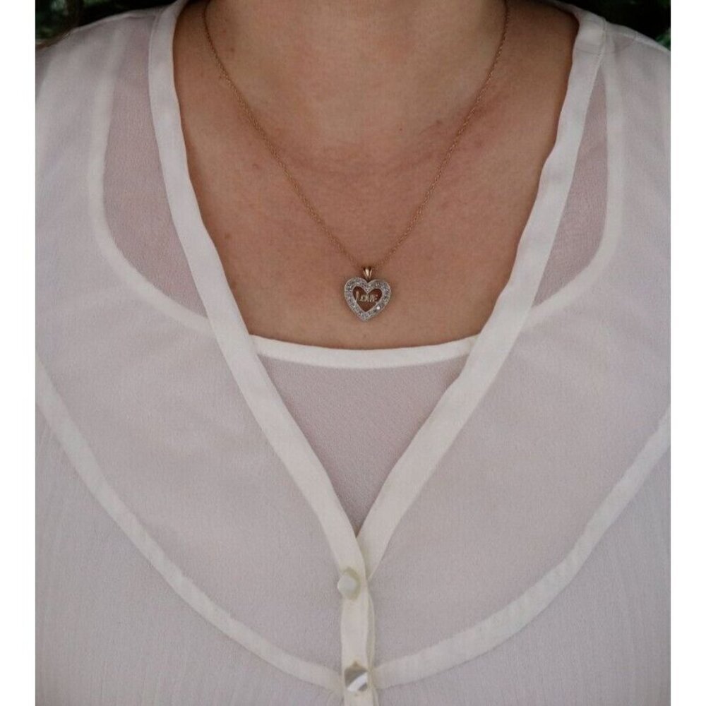 Pendant Only 10k Yellow Gold Diamond Love Heart Pendant - Picture 5 of 6